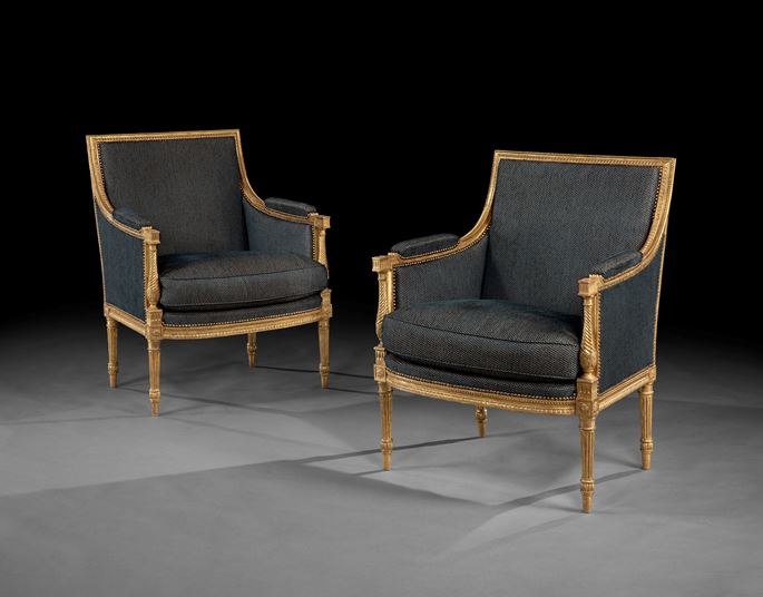 François  Hervé - A rare suite of giltwood furniture, comprising a pair of armchairs and a long sofa | MasterArt